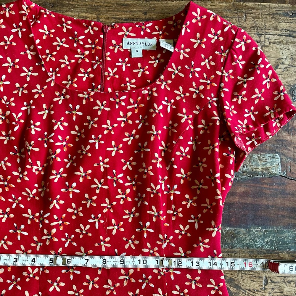 Ann Taylor Red Floral Midi Dress
